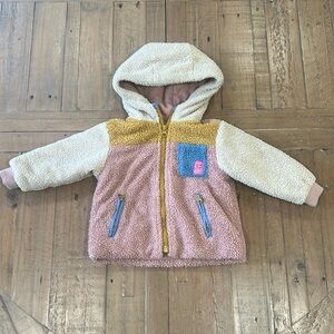 Zara curly Sherpa colorblock jacket
